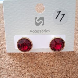 Red Crystal Gold Earrings